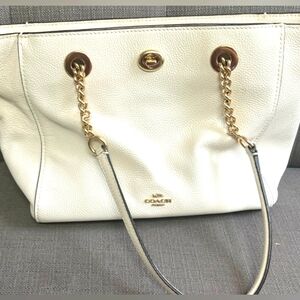 Final drop! COACH CHALK TURNLOCK TOTE Bag LOW PRICE